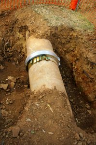 an underground water line pipe